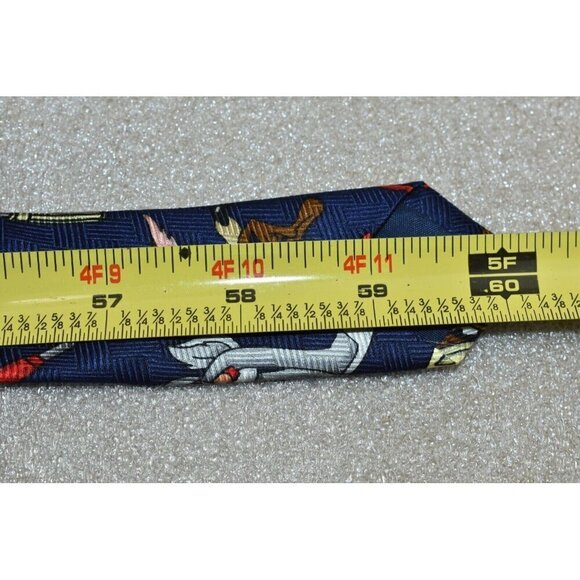 1998 Warner Bros. Classic Looney Tunes Navy Necktie Silk Marvin Daffy Taz - Picture 8 of 8